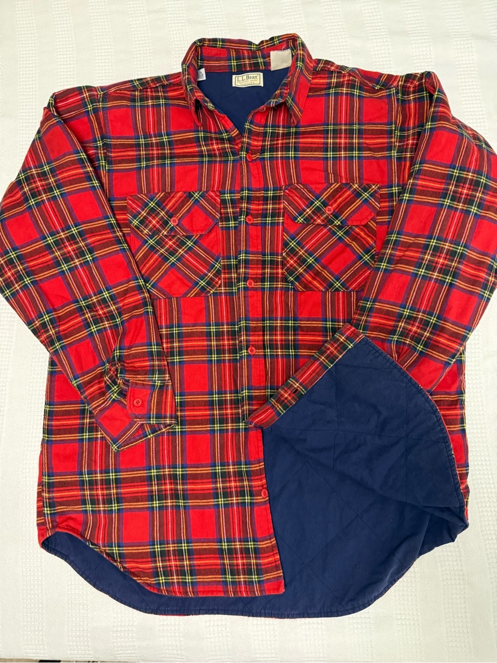 Vtg 90s LL Bean Quilted Lined Flannel Shirt Jacket XL Tall Made in USA Plaid